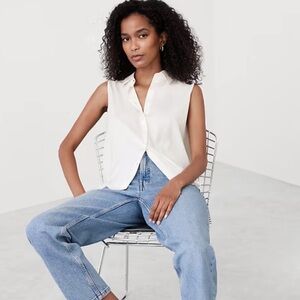 Silky Collared Sleeveless Top